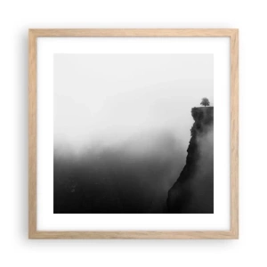 Plakat i ramme af lyst egetræ - På kanten af verden - 40x40 cm