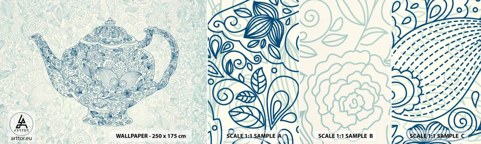 Prøve Fototapet Selvklæbende Deluxe Sticker - Teens charme - Kande, Te, Køkken - 100x30 cm