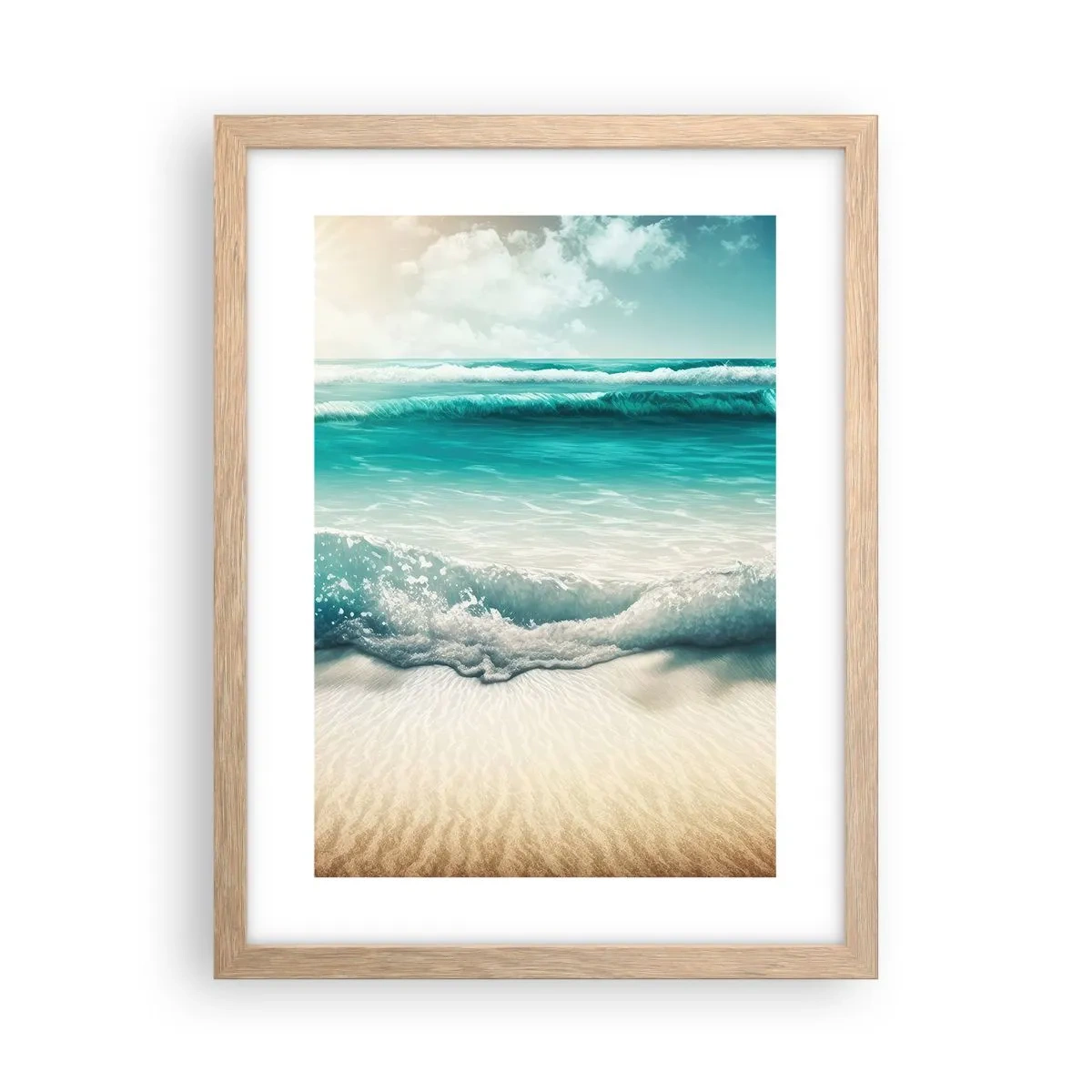 Plakat i ramme af lyst egetræ - Havets ro - 30x40 cm