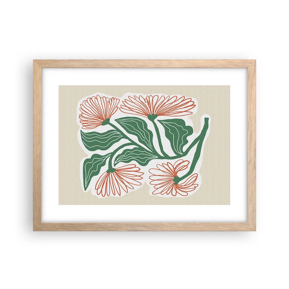 Plakat i ramme af lyst egetræ - Folkeligt og moderne - 40x30 cm