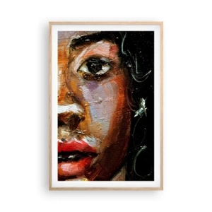 Plakat i ramme af lyst egetræ - Sort og glitter - 61x91 cm