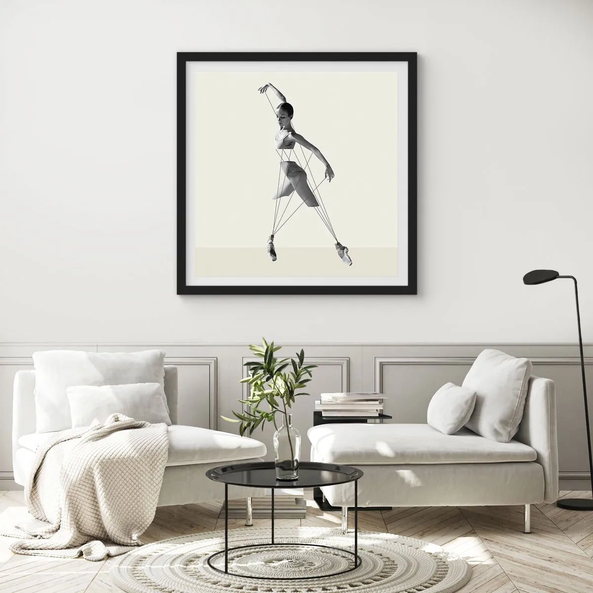 Plakat i sort ramme - I verdens teater - 60x60 cm