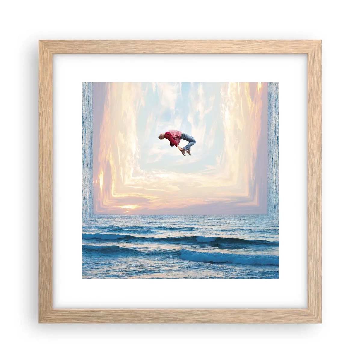 Plakat i ramme af lyst egetræ - Til en anden dimension - 30x30 cm