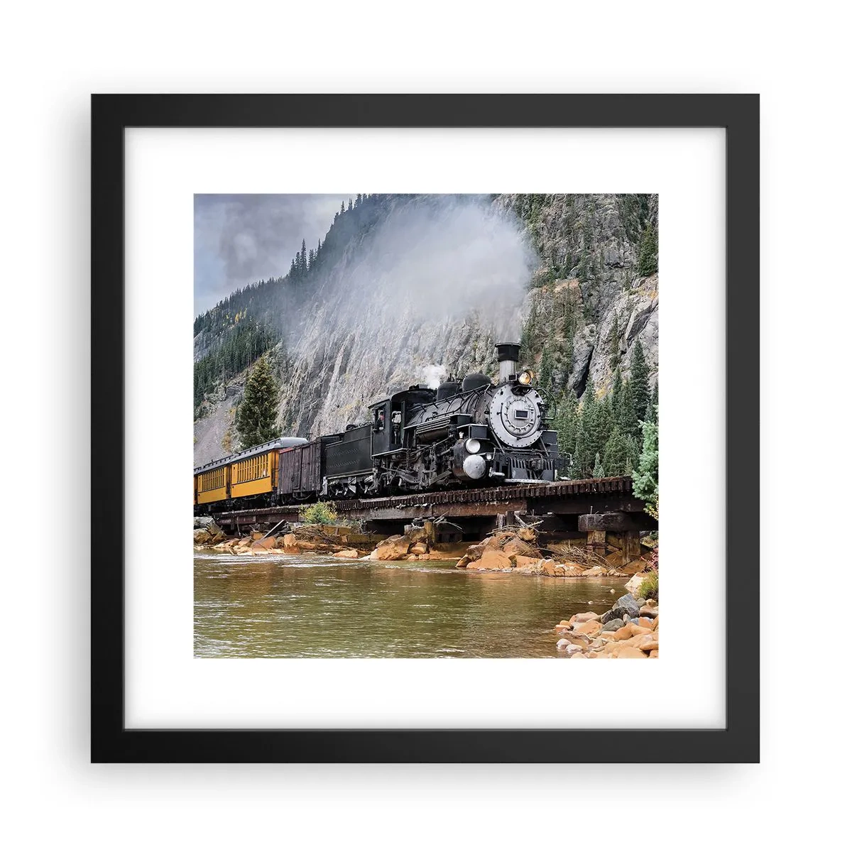 Plakat i sort ramme - Og hvorhen? Hvorhen? - 30x30 cm