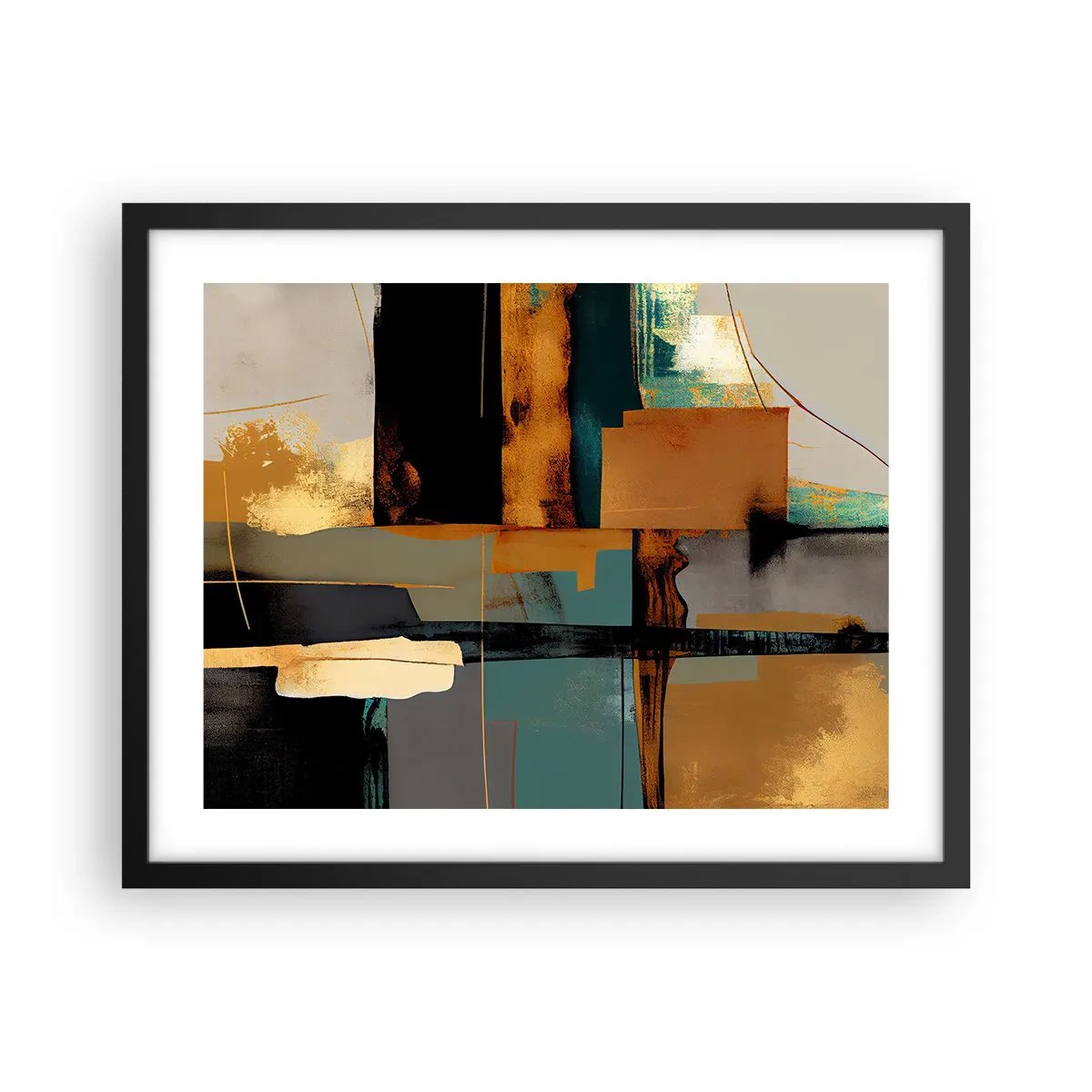 Plakat i sort ramme - Abstraktion - lys og skygge - 50x40 cm
