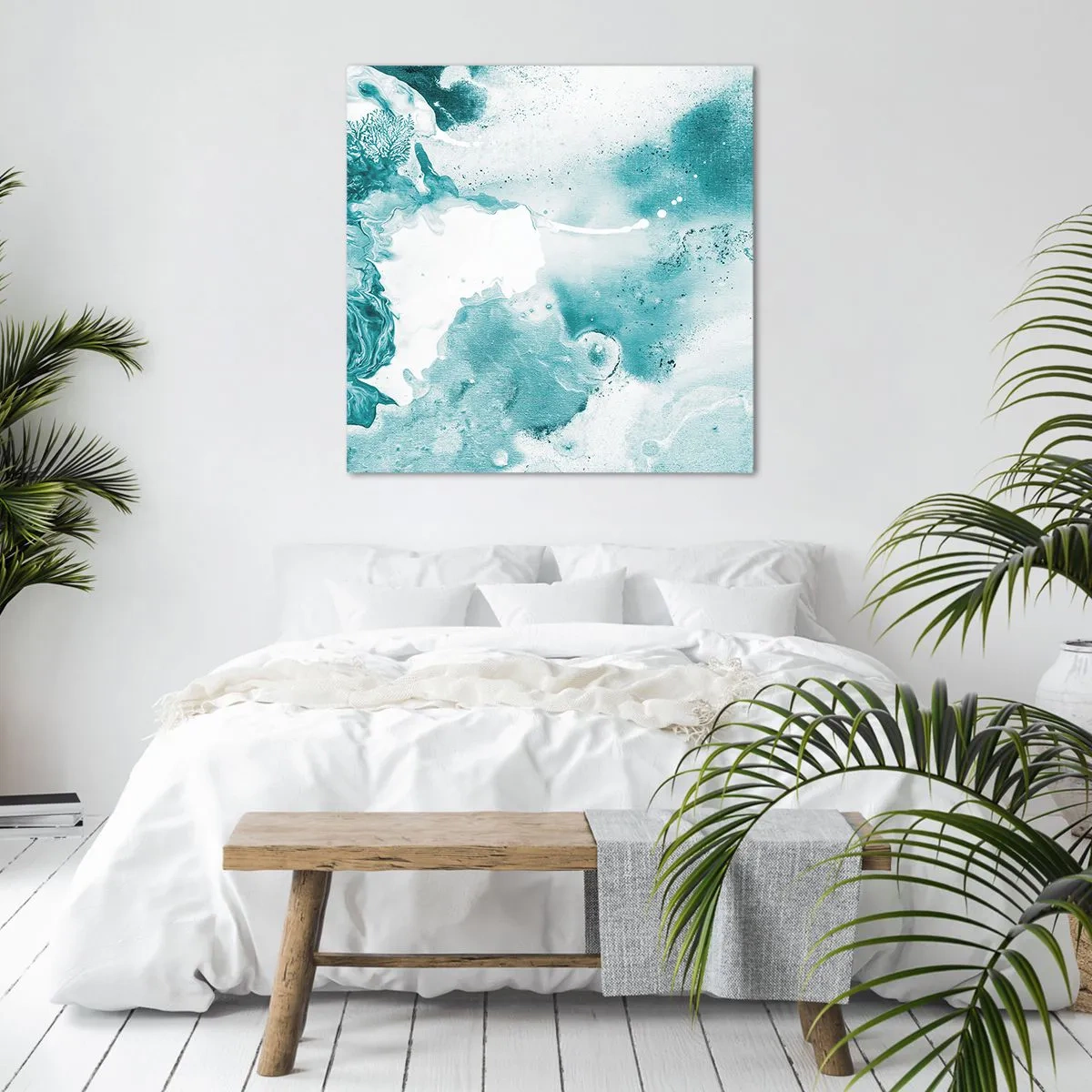 Lærredstryk - Billede på lærred - Blå oversvømmelsesflader - 50x50 cm