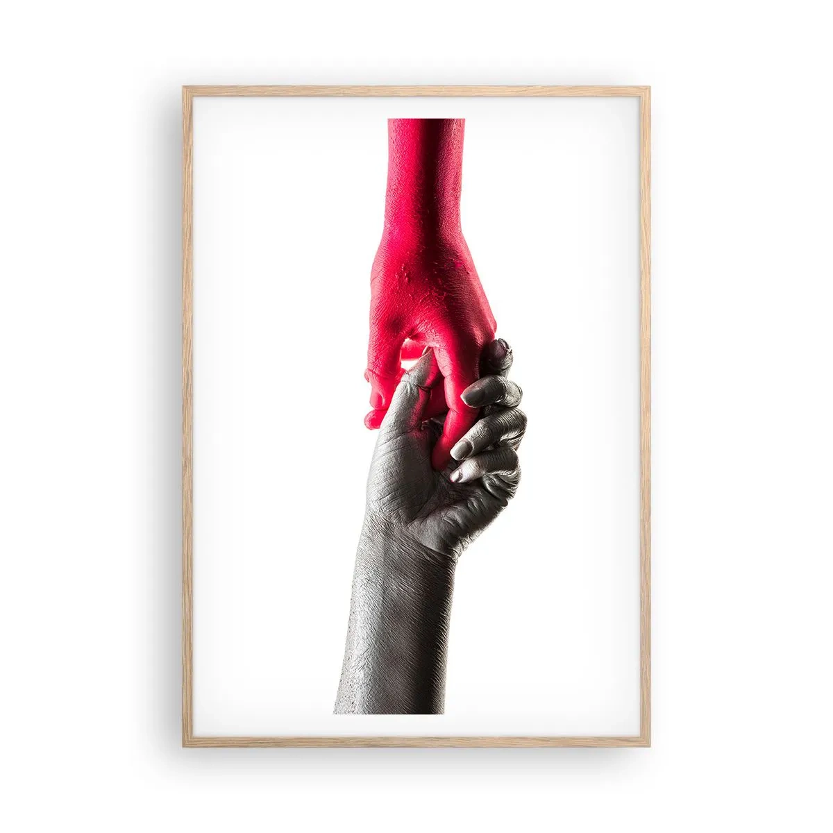 Plakat i ramme af lyst egetræ - Sammen, om end forskellige - 70x100 cm
