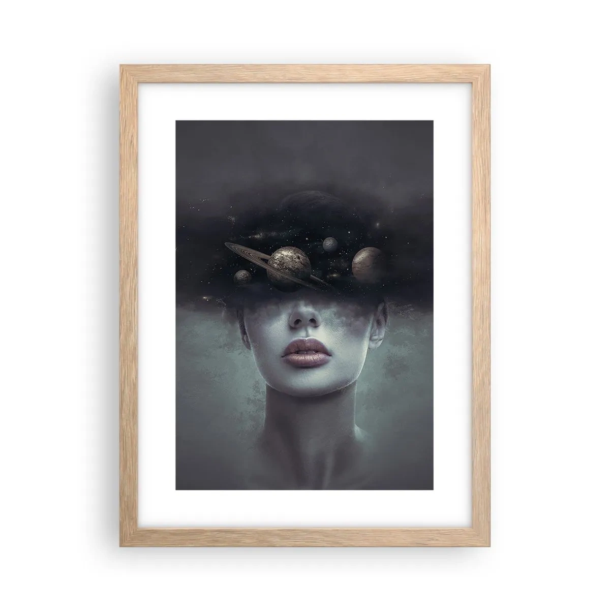 Plakat i ramme af lyst egetræ - Og planeterne er ved at gå amok... - 30x40 cm
