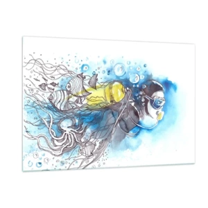 Billede på glas - Stor blå - 120x80 cm