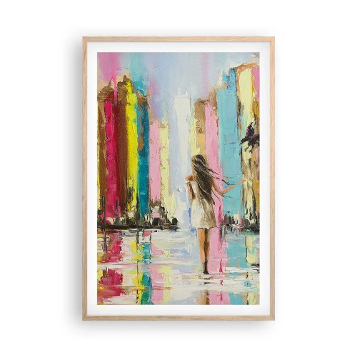 Plakat i ramme af lyst egetræ - Følg mig - 61x91 cm