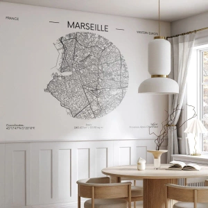 Fototapet Premium Canvas - Marseilles anatomi - Kort, Marseille, Frankrig - 100x70 cm