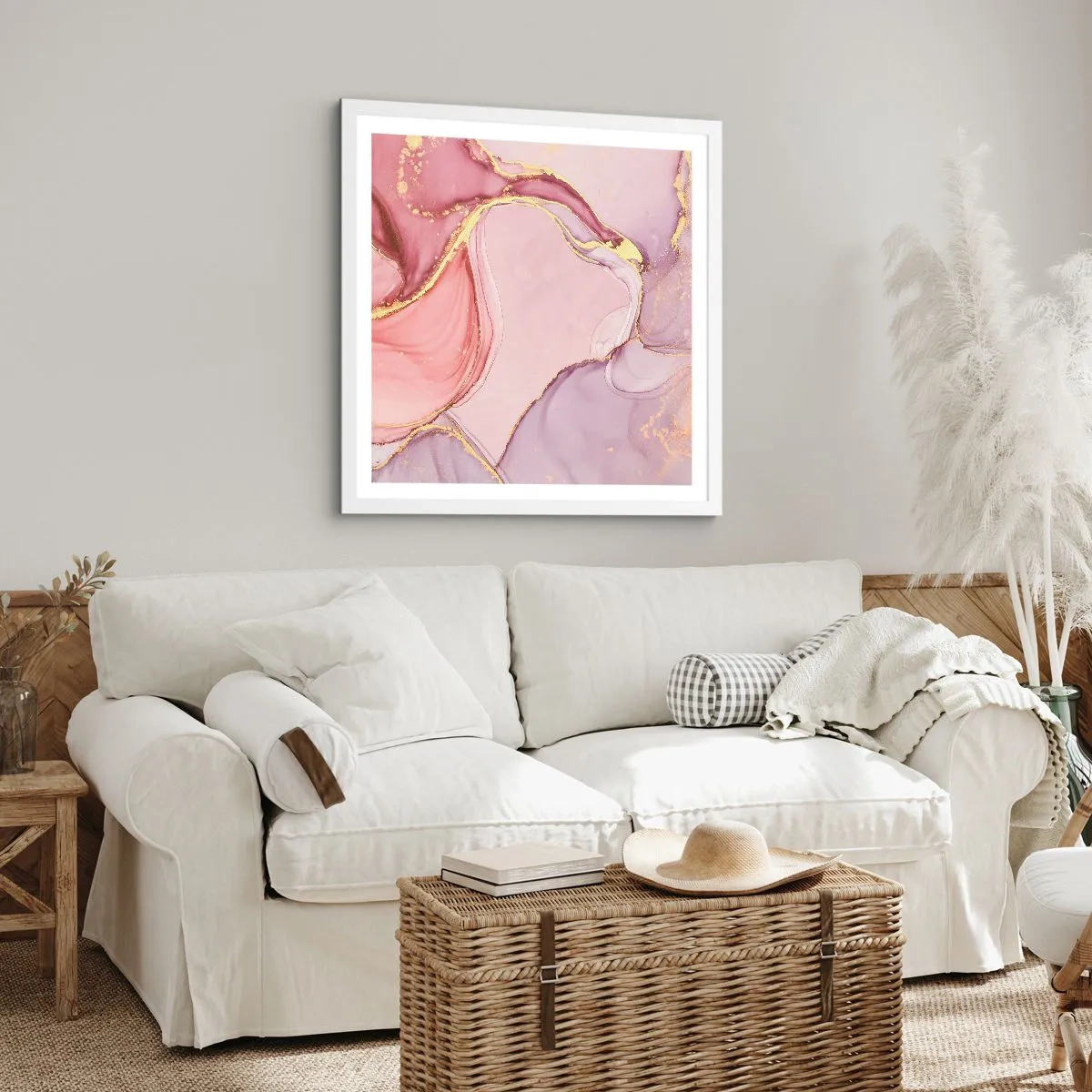 Plakat i hvid ramme - Et kærtegn af farver - 30x30 cm