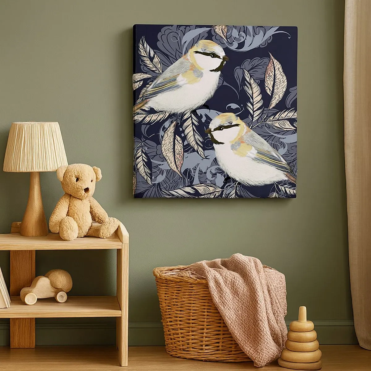 Lærredstryk - Billede på lærred - Gul-blå espalier - 30x30 cm