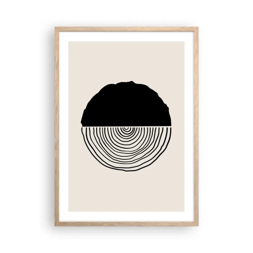 Plakat i ramme af lyst egetræ - Halvt og halvt - 50x70 cm