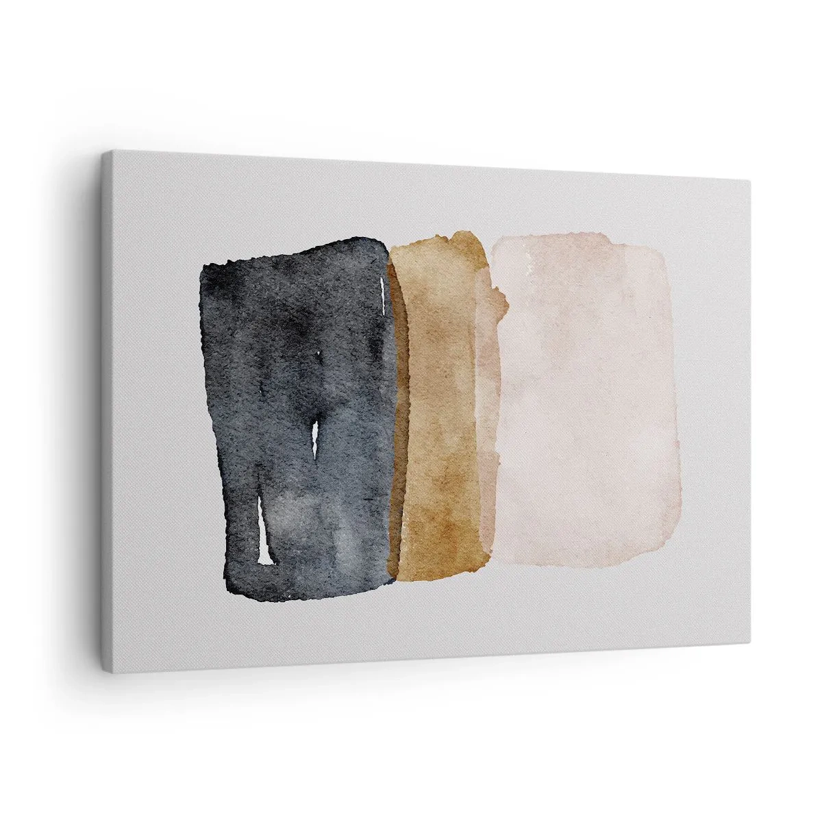 Lærredstryk - Billede på lærred - En minimalistisk komposition af tre rektangler i jordagtige nuancer. - 70x50cm - Sammensætning af jordfarver - Moderne vægdekoration til stue og soveværelse ARTTOR