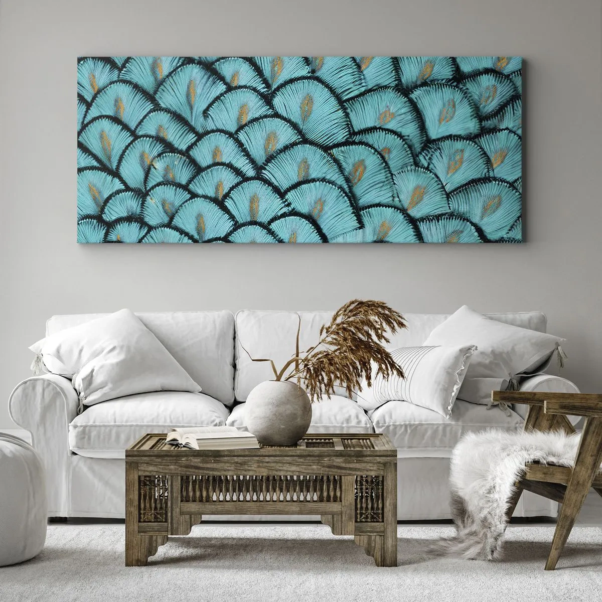 Lærredstryk - Billede på lærred - Den store fjer-galla - 100x40 cm