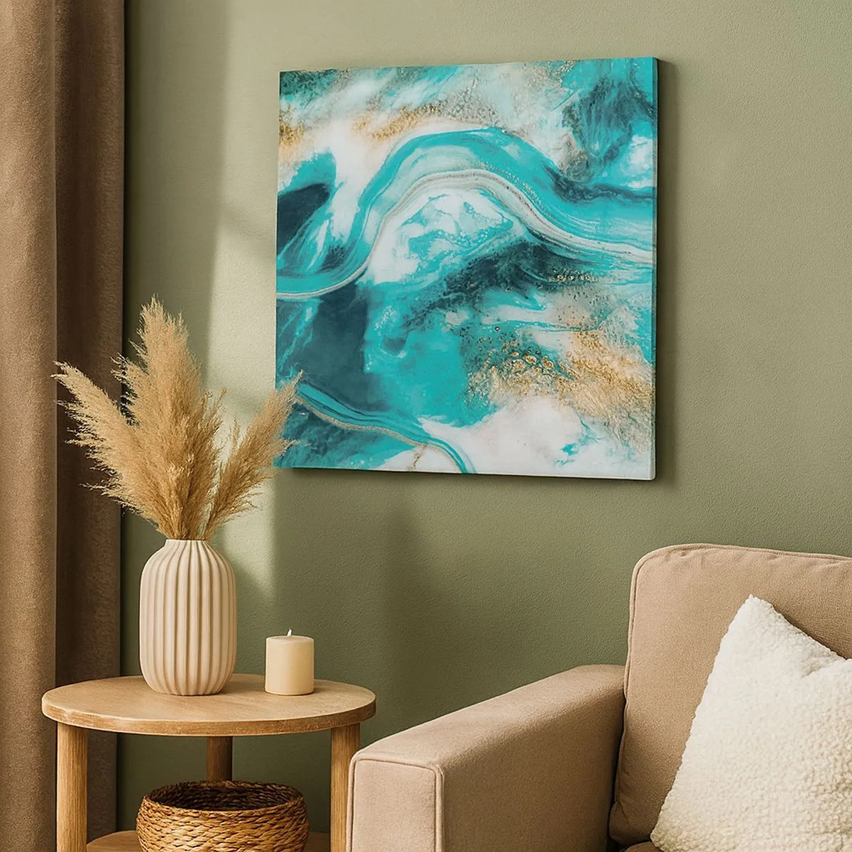 Lærredstryk - Billede på lærred - Flod af guld - 30x30 cm