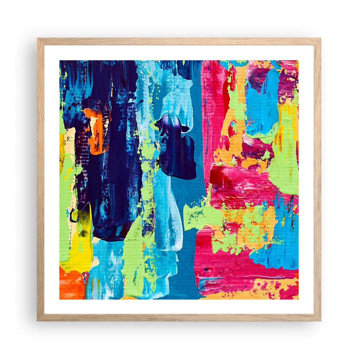 Plakat i ramme af lyst egetræ - Livet er smukt! - 60x60 cm