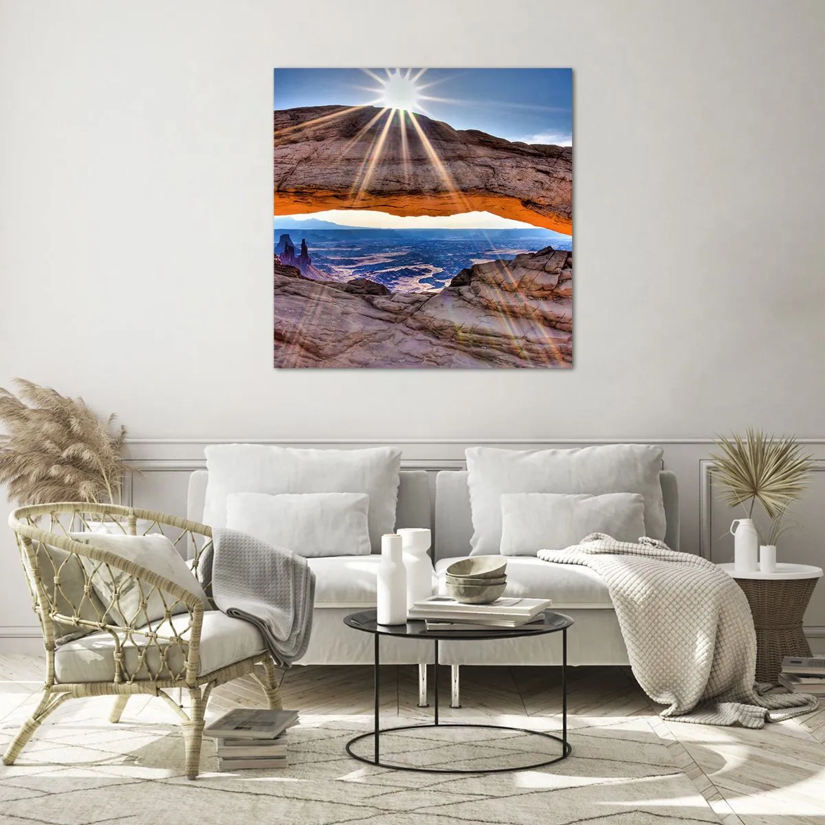 Billede på glas - Gennem stenporten - 70x70 cm