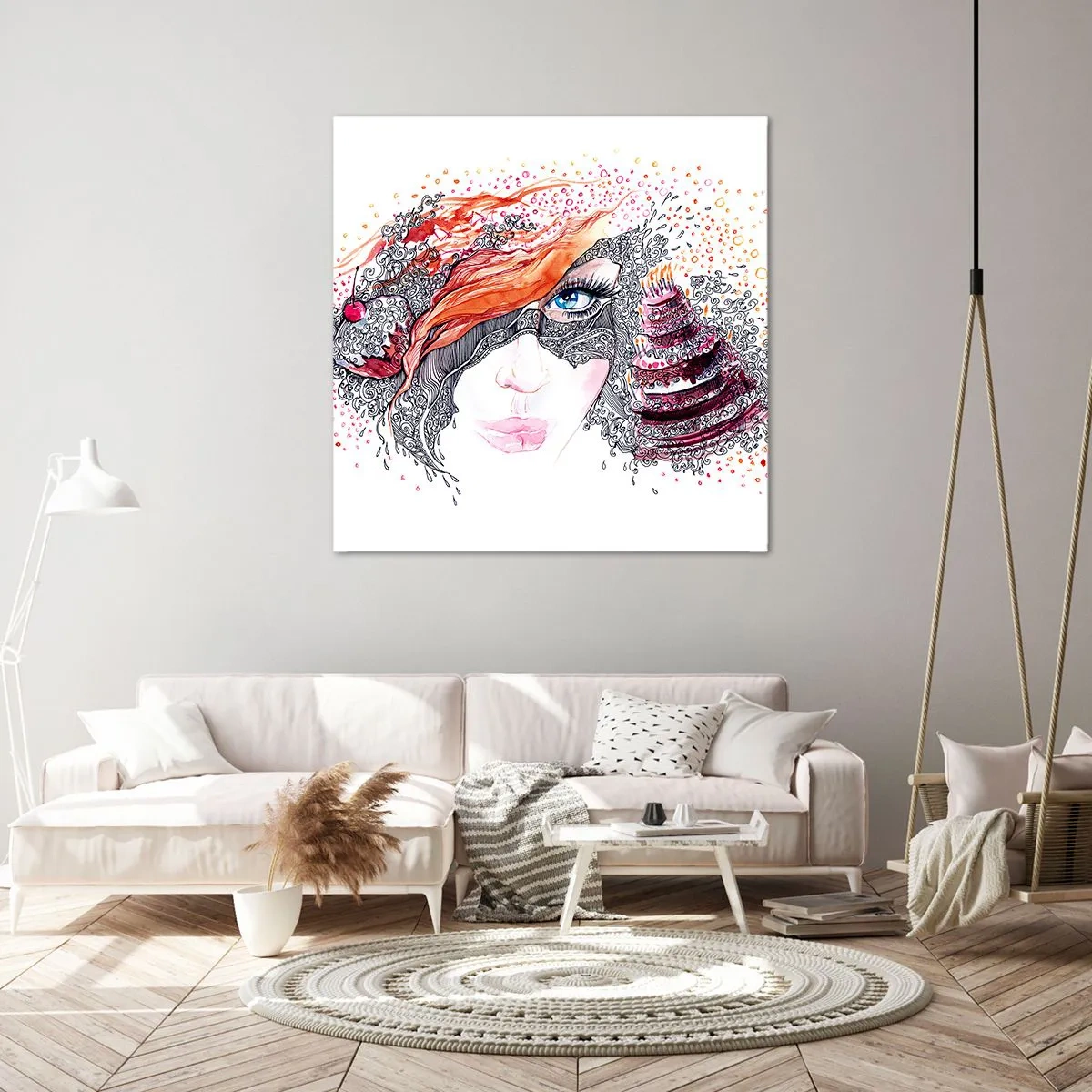 Lærredstryk - Billede på lærred - Hos hende er hver dag en ferie - 70x70 cm