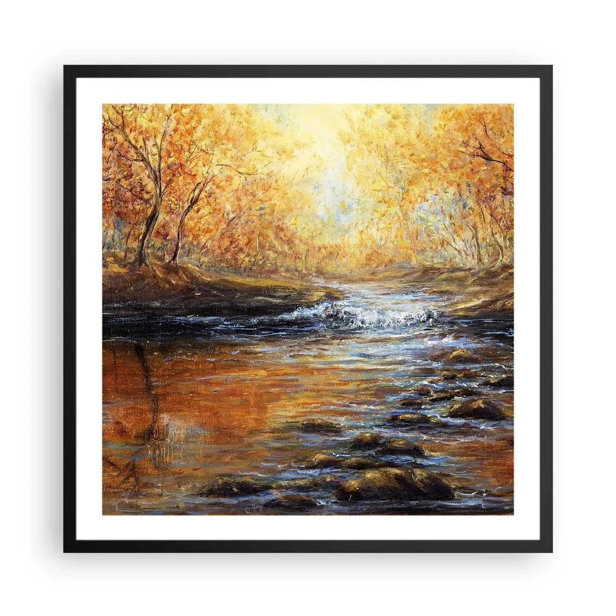 Plakat i sort ramme - Gylden strøm - 60x60 cm