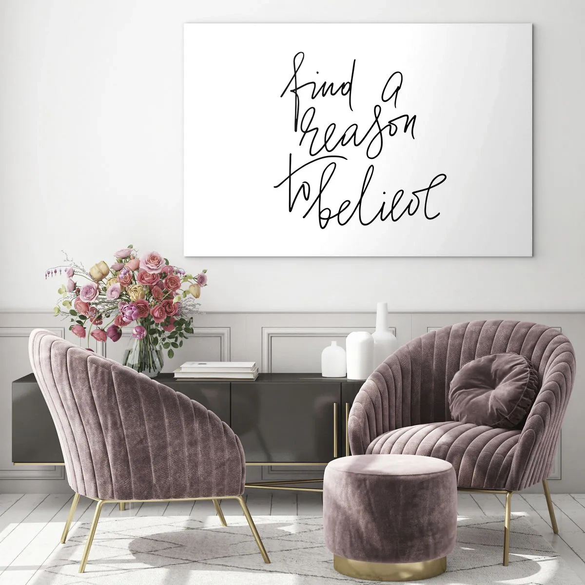 Billede på glas - Minimalistisk typografi med et inspirerende citat - 70x50cm - Det er muligt - Moderne vægdekoration til stue og soveværelse ARTTOR