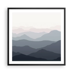 Plakat i sort ramme - Bølger af bjerge - 60x60 cm
