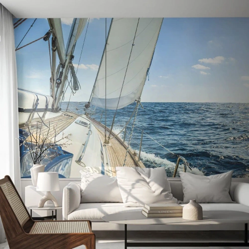 Fototapet Selvklæbende Deluxe Sticker - Ahoj , eventyr - Yacht, Hav, Sejlads - 200x140 cm