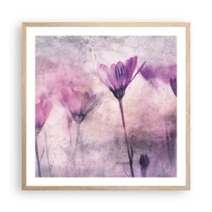 Plakat i ramme af lyst egetræ - En drøm af blomster - 60x60 cm