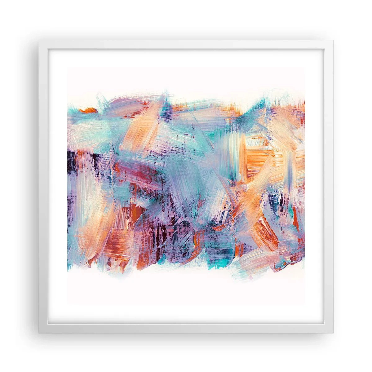 Plakat i hvid ramme - Farverigt rod - 50x50 cm