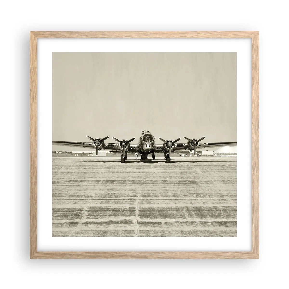 Plakat i ramme af lyst egetræ - Som altid klar - 50x50 cm