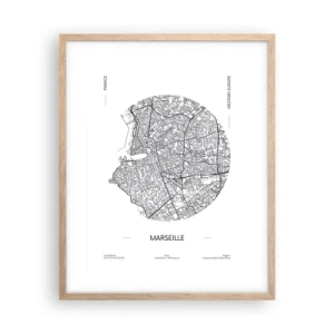 Plakat i ramme af lyst egetræ - Marseilles anatomi - 40x50 cm