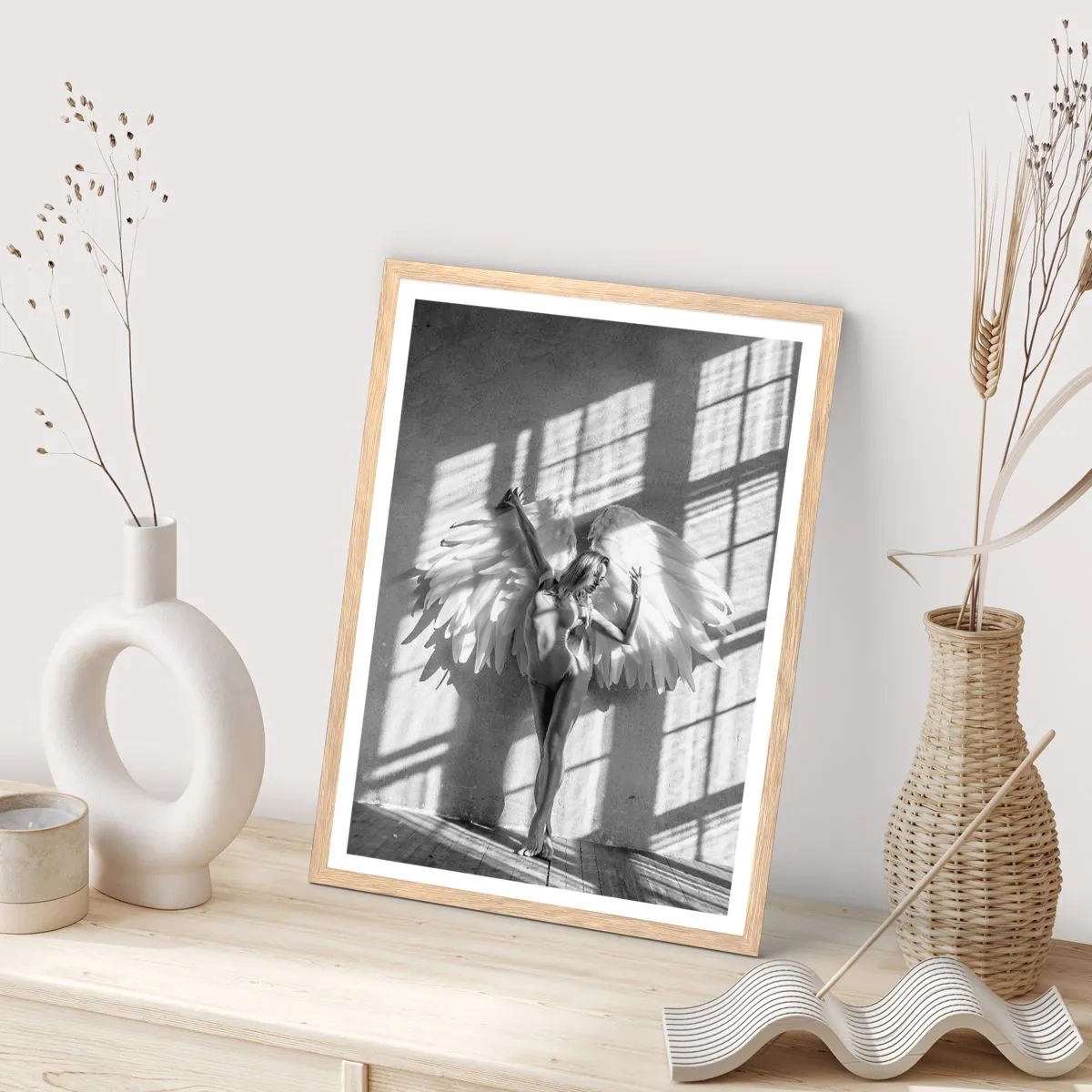 Plakat i ramme af lyst egetræ - Lige fra himlen - 70x100 cm