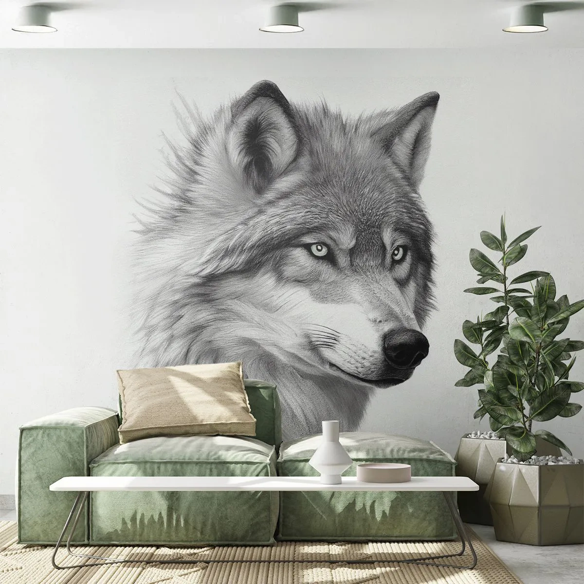 Fototapet Premium Sand - Alpha - uden tvivl - Ulv, Dyr, skandinavisk - 100x70 cm