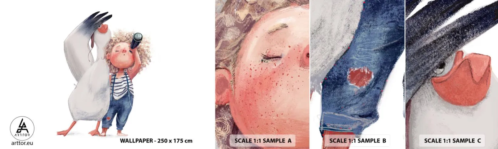 Prøve Fototapet Selvklæbende Deluxe Sticker - En plan for en fantastisk rejse - For børn, Venskab, Pige - 100x30 cm