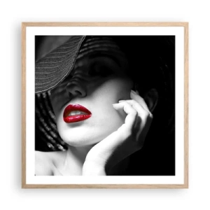 Plakat i ramme af lyst egetræ - Studie i skarlagenrødt - 60x60 cm