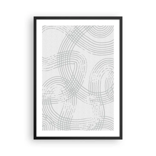 Plakat i sort ramme - En minimalistisk komposition af abstrakte linjer på en lys baggrund. - 50x70cm - Der er ingen lige vej - Moderne vægdekoration til stue og soveværelse ARTTOR