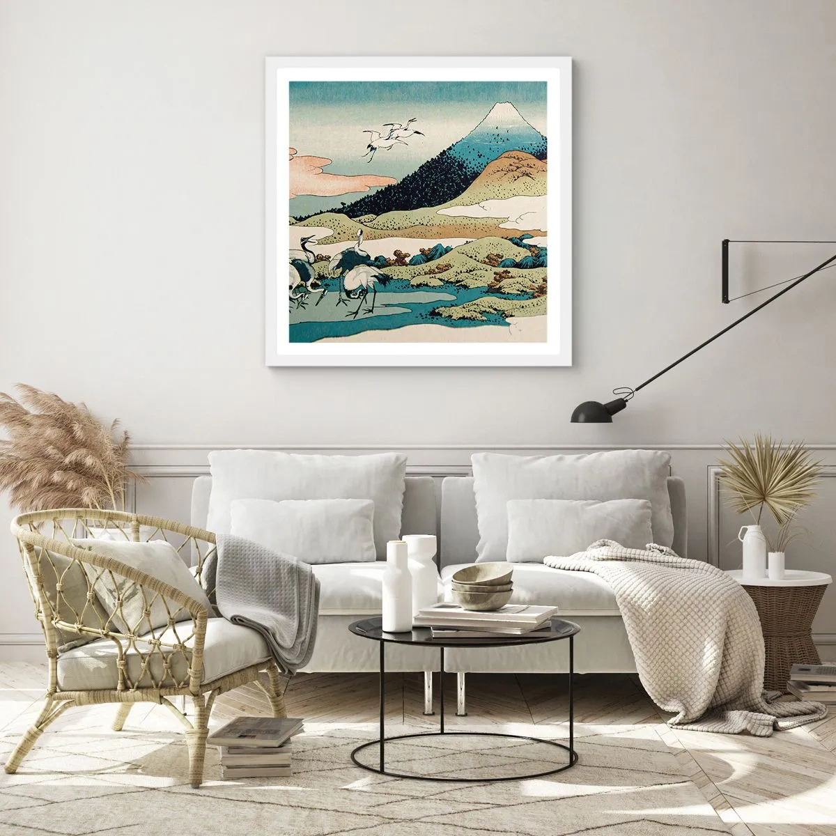 Plakat i hvid ramme - I japansk ånd - 30x30 cm