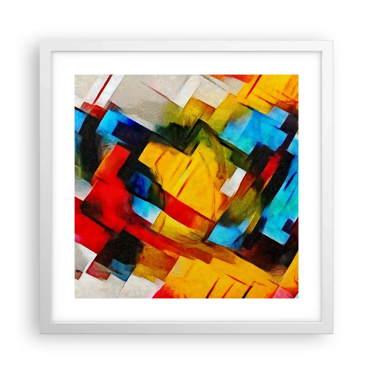 Plakat i hvid ramme - Flerfarvet lagdeling - 40x40 cm