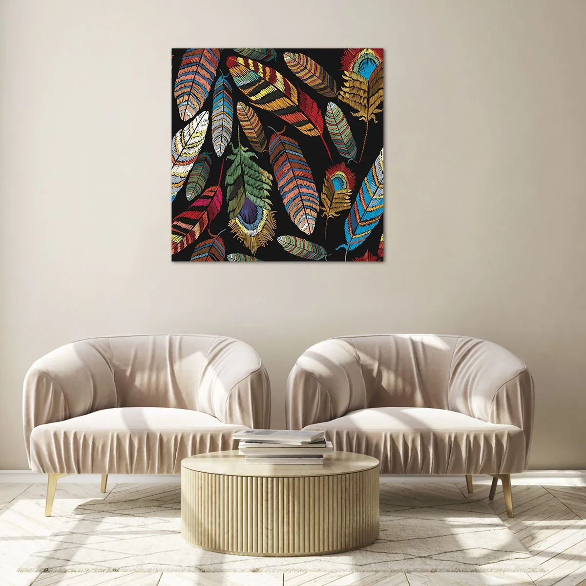 Billede på glas - Fuglekarneval - 50x50 cm