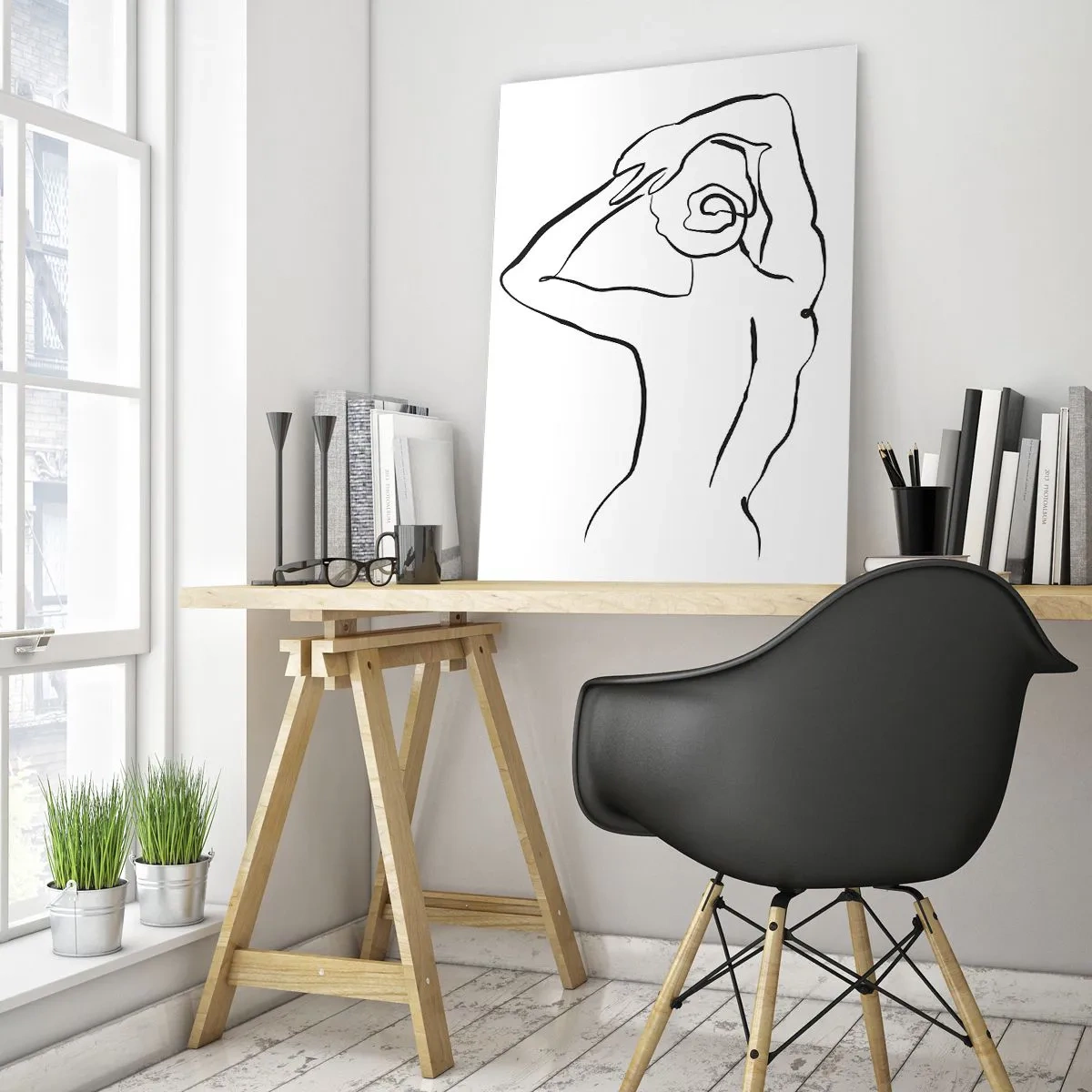 Billede på glas - Handling om morgenen - 50x70 cm