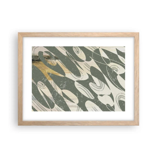 Plakat i ramme af lyst egetræ - Rytmisk abstraktion - 40x30 cm