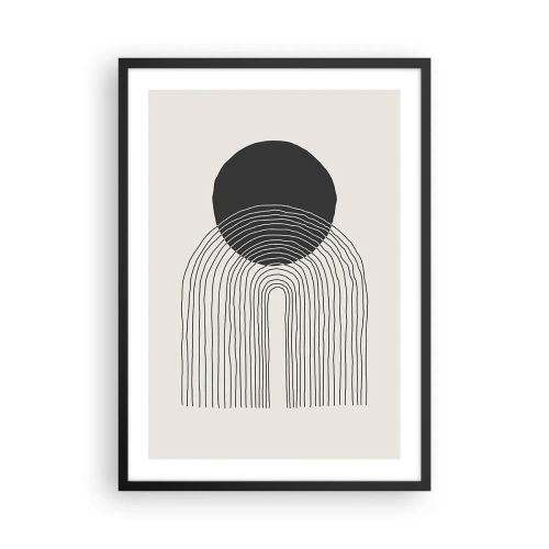 Plakat i sort ramme - Minimalistisk sort-hvidt cirkel- og linjemotiv - 50x70cm - Rystende og selvsikker - Moderne vægdekoration til stue og soveværelse ARTTOR