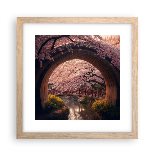 Plakat i ramme af lyst egetræ - Japansk forår - 30x30 cm