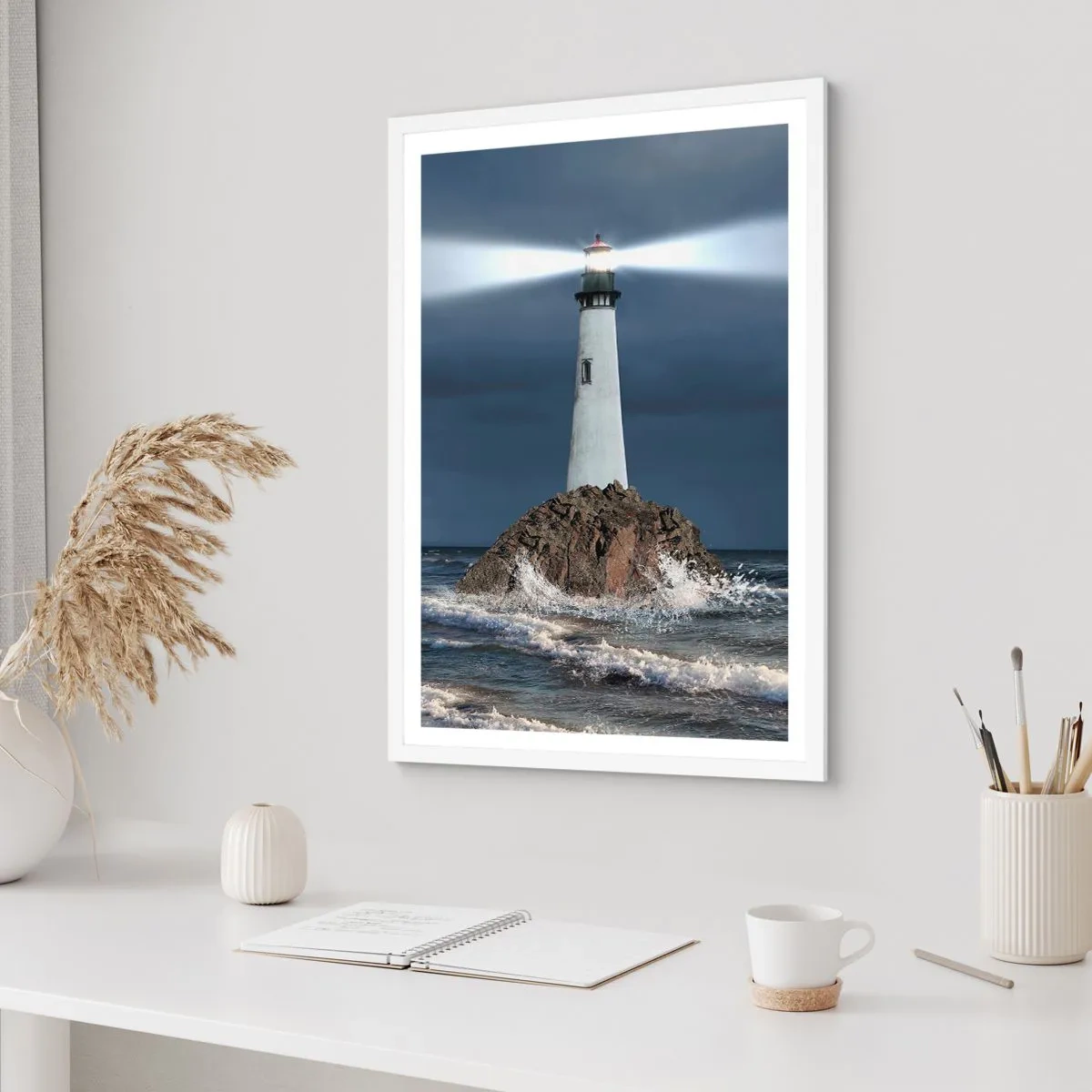 Plakat i hvid ramme - Her...her...her! - 40x50 cm