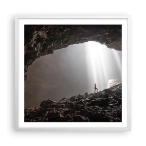 Plakat i hvid ramme - Lysende grotte - 60x60 cm