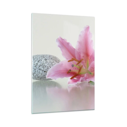 Billede på glas - Et studie i rosa, grå og hvid - 50x70 cm