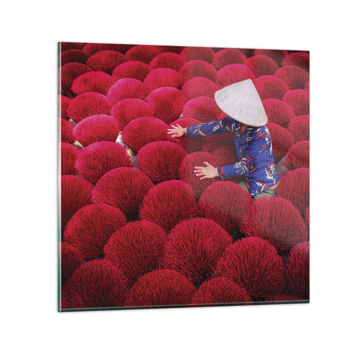 Billede på glas - I en rismark - 60x60 cm