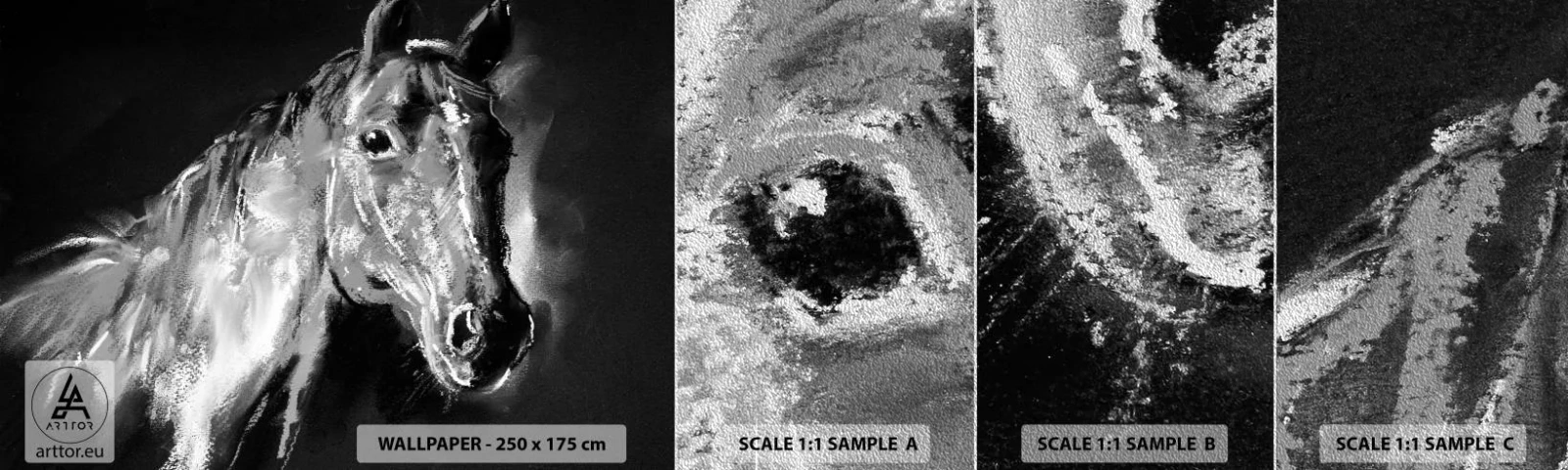 Prøve Fototapet Premium Sand - Skinnende en ædel sjæl - Dyr, Hest, Hoppe - 100x30 cm