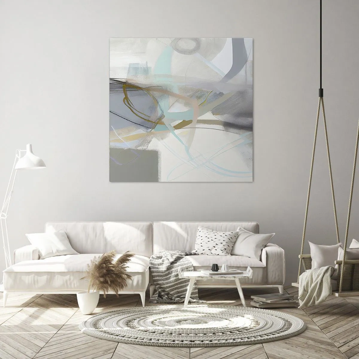 Lærredstryk - Billede på lærred - Tågeagtig abstraktion - 60x60 cm